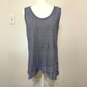Soft Surroundings women's medium asymmetrical hem blue stripe tank EUC